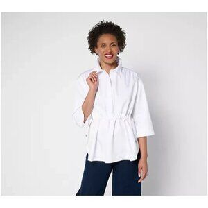 Carla Rockmore Collection Petite 3/4-Sleeve Shirt White Petite 3X A683907